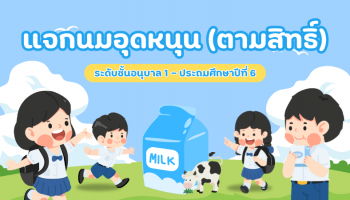 แจ้งเรื่องแจกนมอุดหนุน (ตามสิทธิ์) ระดับชั้นอนุบาล 1 - ประถมศึกษาปีที่ 6