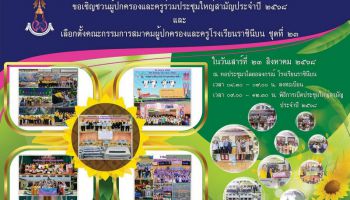 เชิญประชุมใหญ่สามัญประจำปี 2568 และเลือกตั้งคณะกรรมการสมาคมผู้ปกครองและครูโรงเรียนราชินีบน และขอเชิญสมัครเป็นกรรมการสมาคมผู้ปกครองและครูโรงเรียนราชินีบน ชุดที่ 23